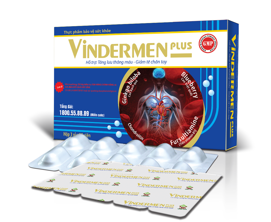 Vindermen Plus – Hỗ trợ tăng cường lưu thông máu và giảm tê chân tay